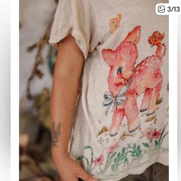 NWT🦌🦋🐦Magnolia Pearl 💯Cotton
Frolic Tee in One Size Fits Most - Picture 3 of 13
